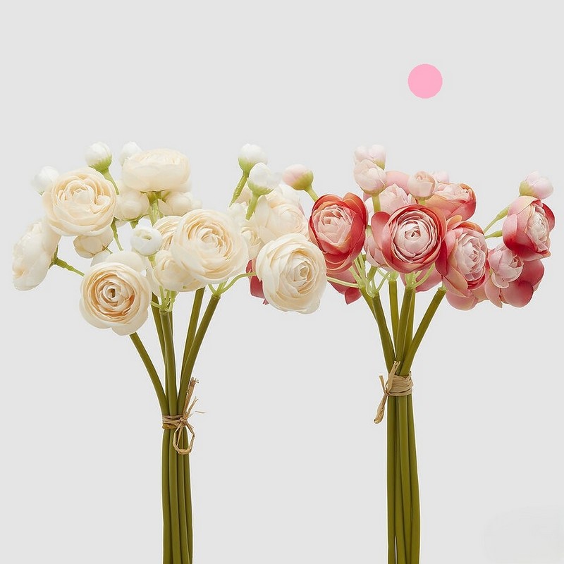 Mazzo di ranuncoli artificiali rosa